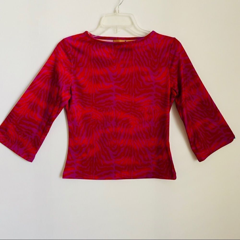 Thalia Sodi Purple & Red. Bell Sleeve Tee - Picture 1 of 4